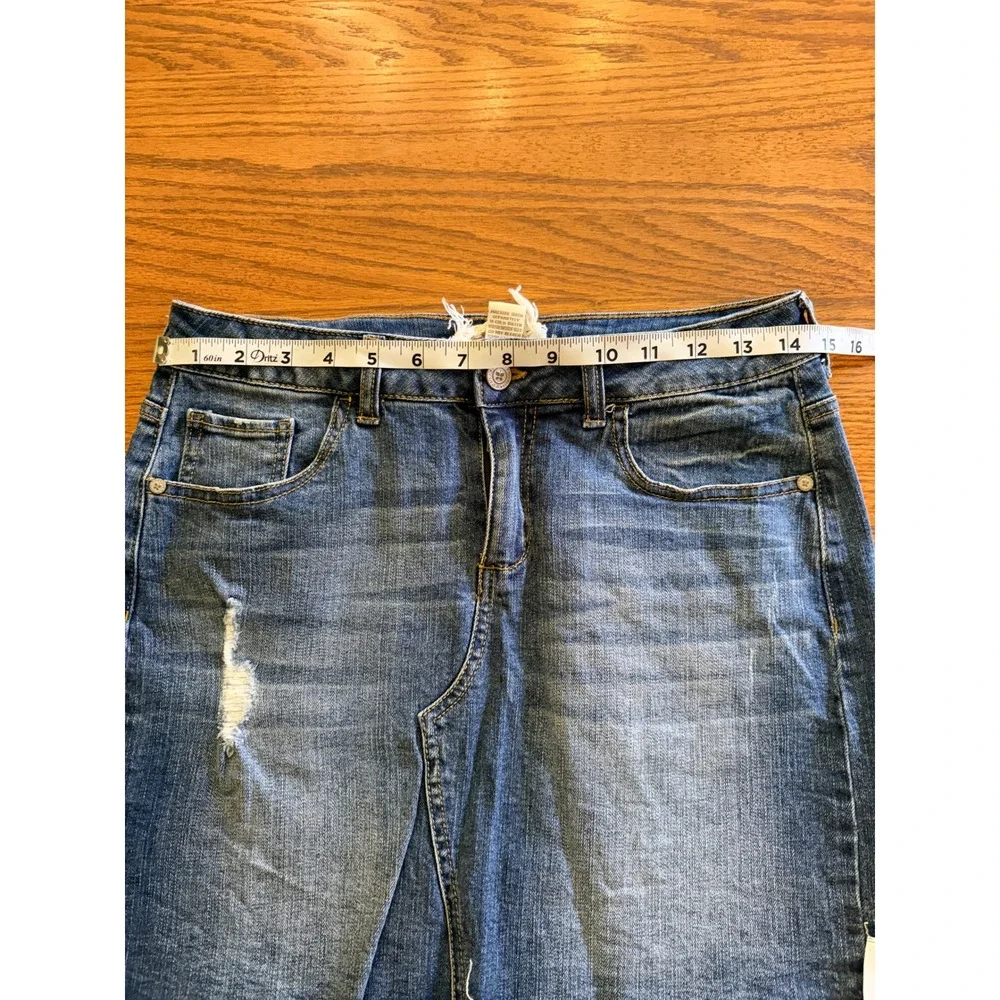 Altar'd State Distressed Denim Mini Skirt Sz‎ Small Raw Frayed Hem Boho Festival